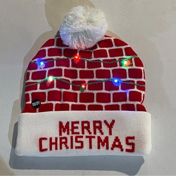 LED Merry Christmas Light Up winter hat - Picture 2 of 6